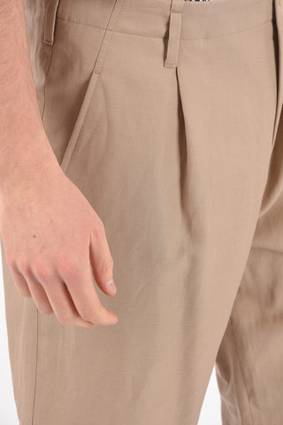single pleat cuffed hem trousers