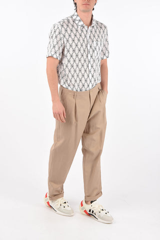 single pleat cuffed hem trousers