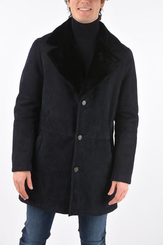 3 Button Shearling Coat with Zip Fastening Pocket