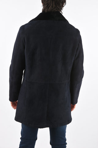 3 Button Shearling Coat with Zip Fastening Pocket