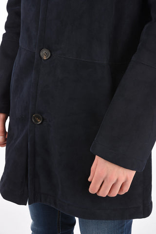 3 Button Shearling Coat with Zip Fastening Pocket