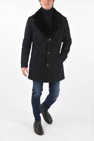3 Button Shearling Coat with Zip Fastening Pocket