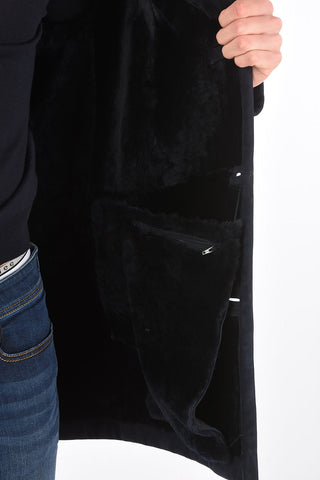3 Button Shearling Coat with Zip Fastening Pocket