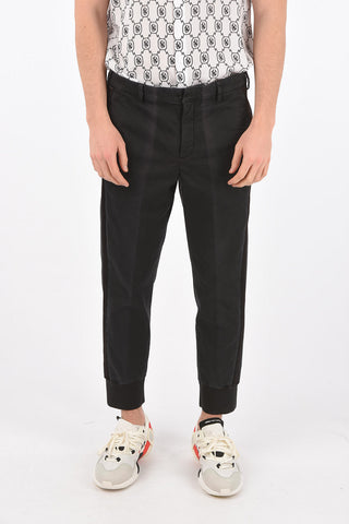 stretch cotton slim fit belt loops trousers