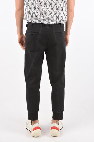 stretch cotton slim fit belt loops trousers