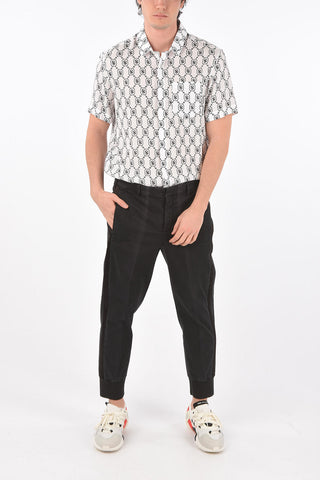 stretch cotton slim fit belt loops trousers