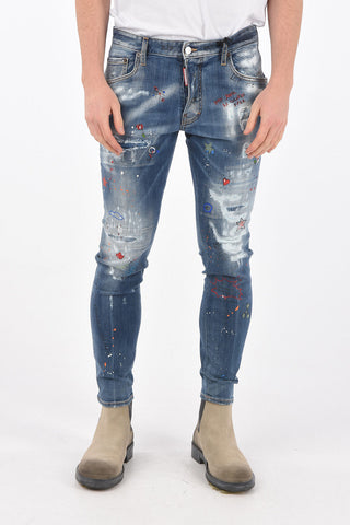 Printed SKATER Stretch Denims with Strass