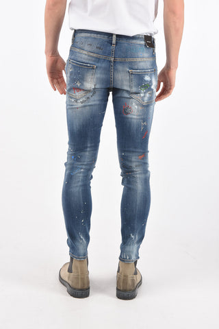 Printed SKATER Stretch Denims with Strass