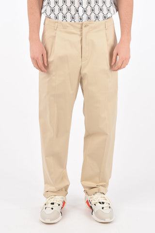 single pleat cuffed hem trousers