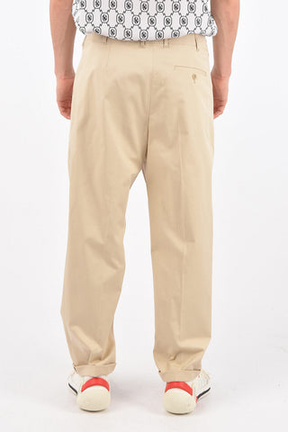 single pleat cuffed hem trousers