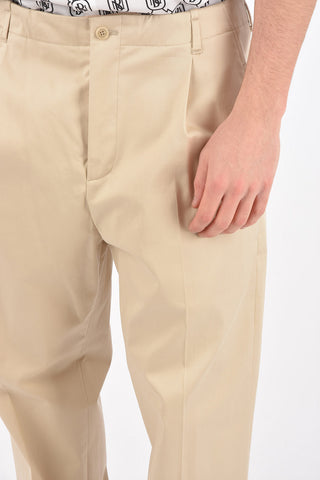 single pleat cuffed hem trousers