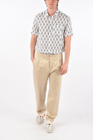 single pleat cuffed hem trousers