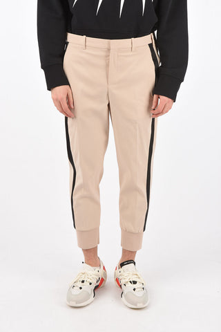 slim fit pants with contrasting side band