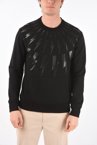 felpa in neoprene con maxi tasca a toppa