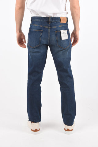 ZZEGNA 19cm stone washed Mid- waist slim fit jeans