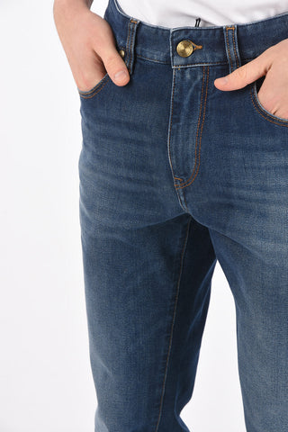 ZZEGNA 19cm stone washed Mid- waist slim fit jeans