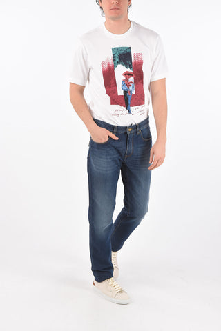 ZZEGNA 19cm stone washed Mid- waist slim fit jeans