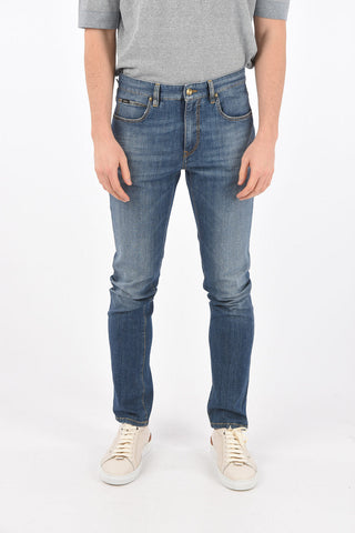 ZZEGNA 17cm stone washed Mid-rise waist slim fit jeans