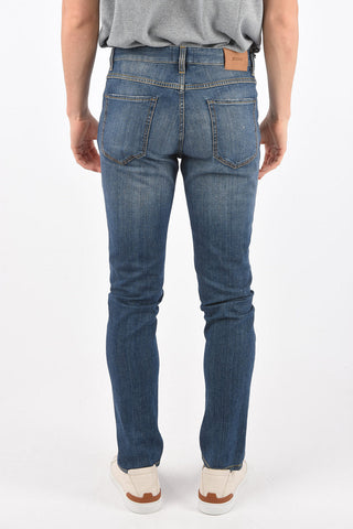 ZZEGNA 17cm stone washed Mid-rise waist slim fit jeans