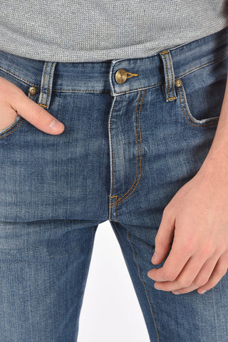ZZEGNA 17cm stone washed Mid-rise waist slim fit jeans