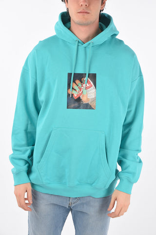 printed S-UMMER-A84 sweatshirt with maxi patch pocket and hood
