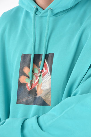 printed S-UMMER-A84 sweatshirt with maxi patch pocket and hood
