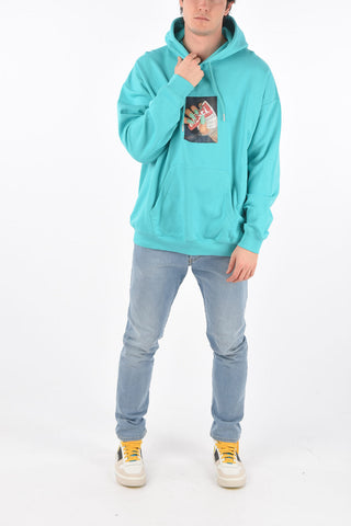 printed S-UMMER-A84 sweatshirt with maxi patch pocket and hood