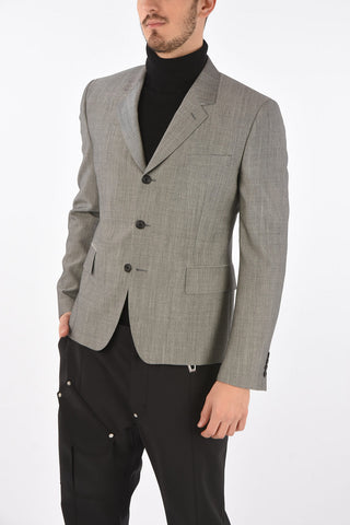 Single-breasted Flap Pocket Wool Blend Blazer