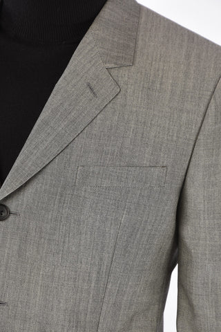 Single-breasted Flap Pocket Wool Blend Blazer