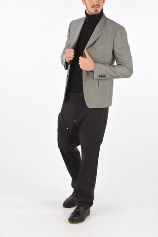 Single-breasted Flap Pocket Wool Blend Blazer