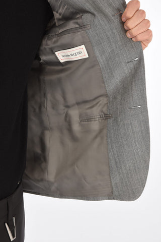 Single-breasted Flap Pocket Wool Blend Blazer