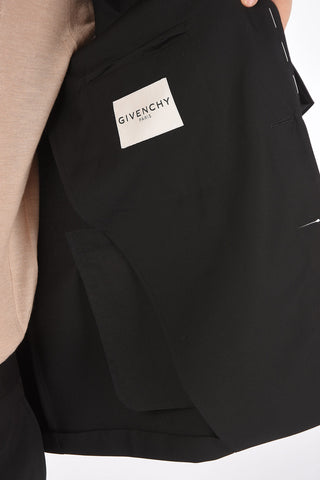 Unlined Peak Lapel Blazer with Visible Stitchings