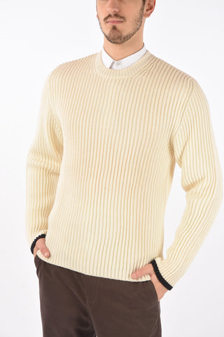 Crew Neck Ribbed Merinos Wool Pullover