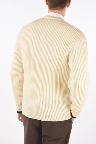 Crew Neck Ribbed Merinos Wool Pullover