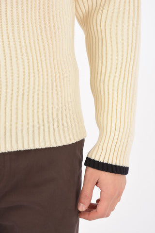 Crew Neck Ribbed Merinos Wool Pullover