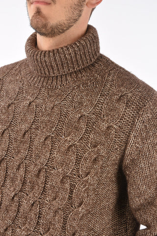 ID Turtleneck Aran Wool and Silk Pullover
