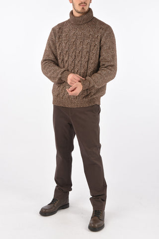 ID Turtleneck Aran Wool and Silk Pullover