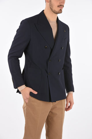 side vents peak lapel double-breasted blazer