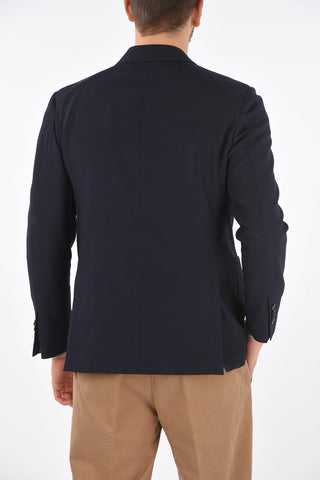 side vents peak lapel double-breasted blazer