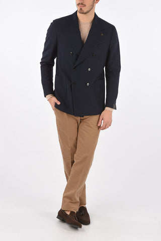side vents peak lapel double-breasted blazer