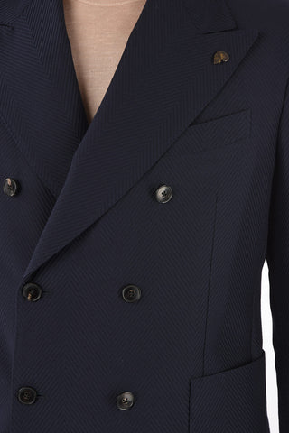 side vents peak lapel double-breasted blazer