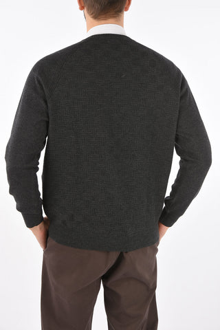 Crew Neck Interlace Motif Virgin Wool Pullover