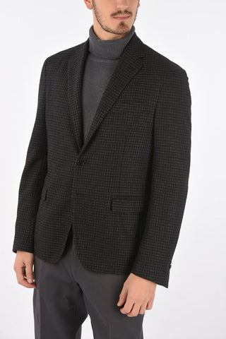 CC COLLECTION 2 Buttons Houndstooth Blazer with Flap Pockets