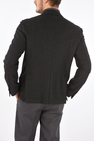 CC COLLECTION 2 Buttons Houndstooth Blazer with Flap Pockets