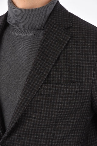 CC COLLECTION 2 Buttons Houndstooth Blazer with Flap Pockets
