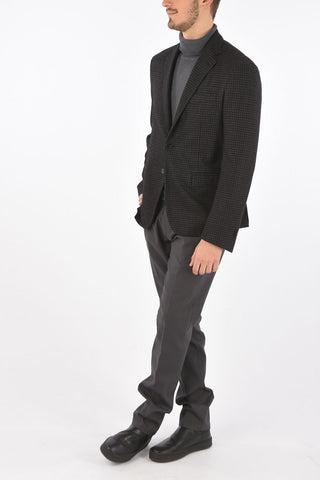 CC COLLECTION 2 Buttons Houndstooth Blazer with Flap Pockets