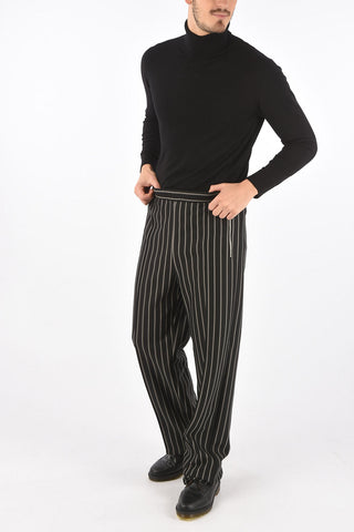 Pantaloni wide leg gessati