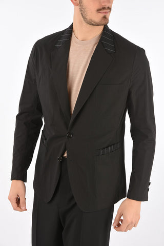 Unlined Pinstriped Detail Cotton Blazer