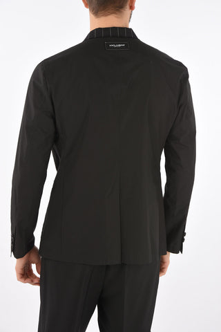 Unlined Pinstriped Detail Cotton Blazer
