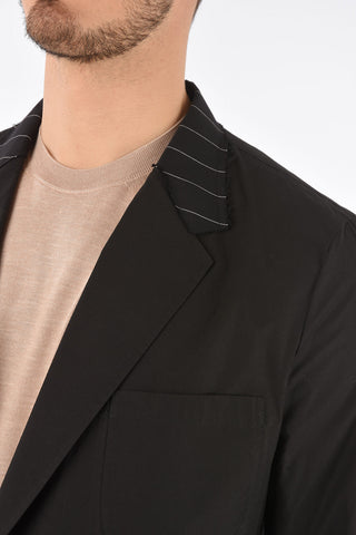 Unlined Pinstriped Detail Cotton Blazer